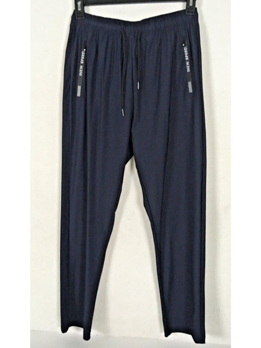New Spirit Jogger Pants Size M Navy Blue Zipper Front Pockets Elastic Waist